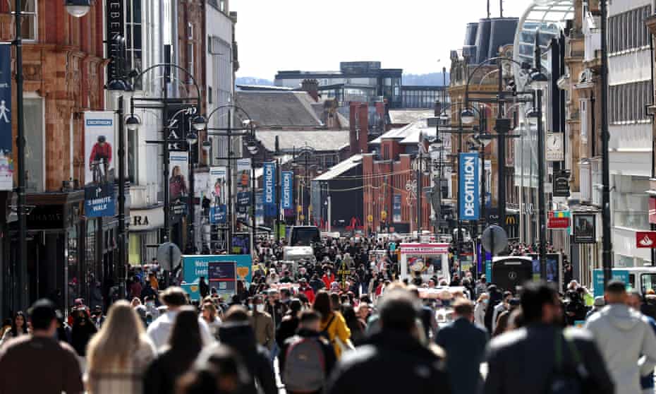Crowds of shoppers flocks to Briggate in Leeds after non-essential retail stores reopened.