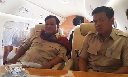 Indonesian presidential candidate Prabowo Subianto on his private jet.