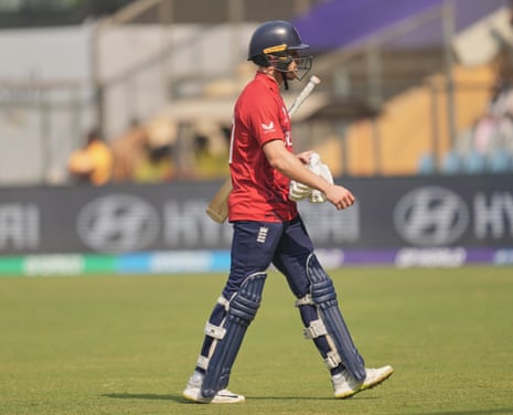 Phil Salt leaves the ground after losing his wicket