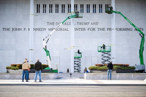 In December, one day after the White House announced that the John F Kennedy Memorial Center for the Performing Arts was being renamed the “Trump-Kennedy Center” by Donald Trump’s handpicked board, workers added the president’s name to the facade.