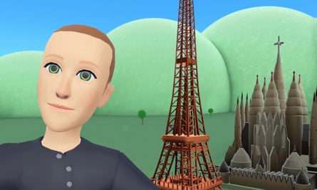 an avatar that looks like mark zuckerberg next to landmarks from paris
