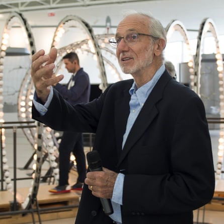 Italian architect Renzo Piano visits the Centro Botín the day before its opening.