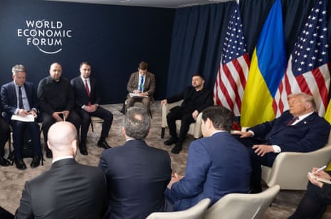 US president Donald Trump Met With Ukraine’s president Zelensky in Davos, Switzerland.