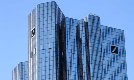 The logo of Deutsche Bank is seen on its headquarters in Frankfurt, Germany