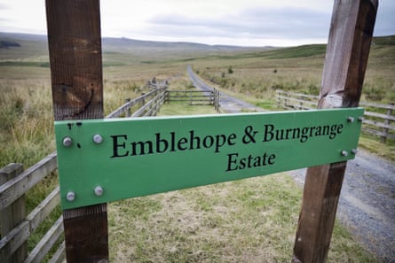 Sign on the moor reading ‘Emblehope & Burngrange Estate’