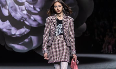 A model walks the catwalk at the Chanel winter show on Tuesday.