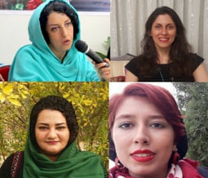 Clockwise from top left: Narges Mohammadi, Nazanin Zaghari-Ratcliffe, Saba Kord Afshari and Atena Daemi.