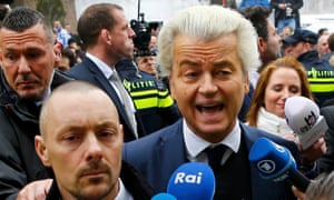 Geert Wilders, leader of the Freedom party, campaigns in Spijkenisse, a suburb of Rotterdam, on Saturday.
