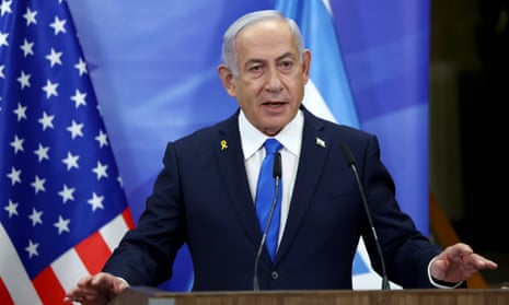 Benjamin Netanyahu speaks at a news conference.