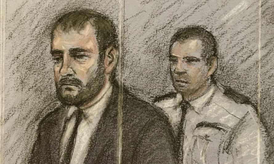 A court artist's sketch of Collin Reeves in the dock