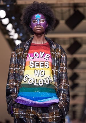 A model on the catwalk at the Ashish Ready to Wear autumn/winter 2017 show during the London fashion week
