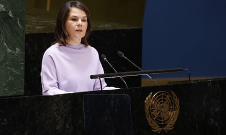 Annalena Baerbock speaking at the UN general assembly debate