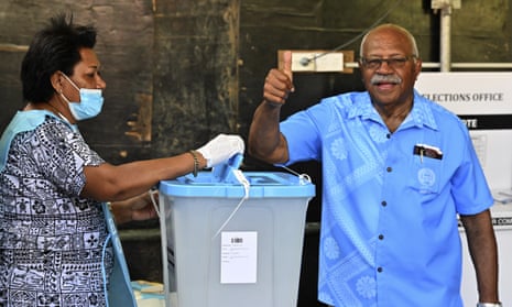 People's Alliance party leader Sitiveni Rabuka votes in last month’s Fiji general election