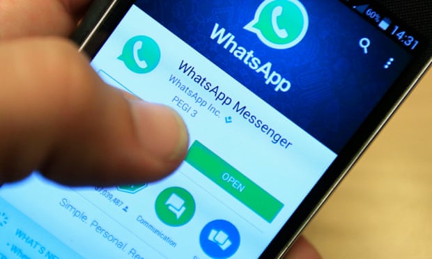 Whatsapp being used on a mobile phone