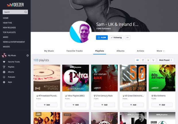 Sam Lee maintains more than 100 playlists on Deezer.