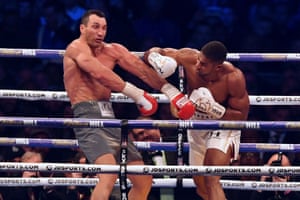Joshua catches Klitschko early on.