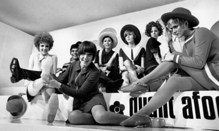 Quant (front, centre) at the launch of her Quant Afoot range of boots in 1967.