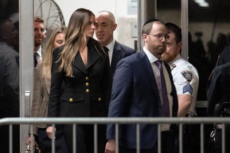 Margo Martin, deputy director of communications for Donald Trump, returns from a break at Manhattan criminal court in New York.