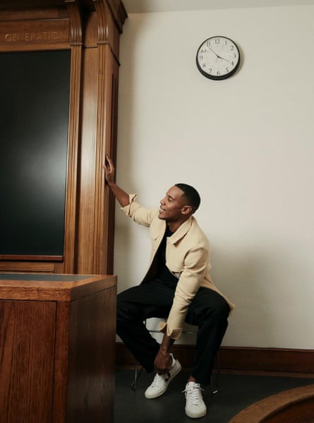 ‘I was beating myself up more than anybody else’: Reggie Yates wears frayed shirt by nanushka.com, T-shirt by studionicholson.com, trousers by Lemaire from harveynichols.com.