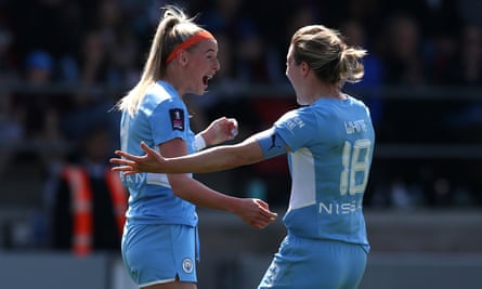Chloe Kelly (left) and Ellen White were on target as City cruised into the Women’s FA Cup final.