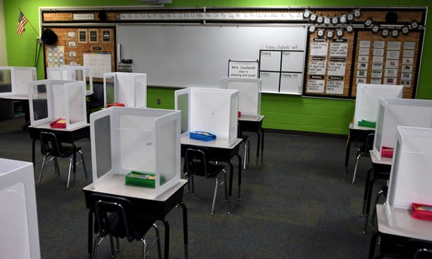A classroom at Layer elementary school in Winter Springs, Florida, is seen during a media preview on 10 August. 