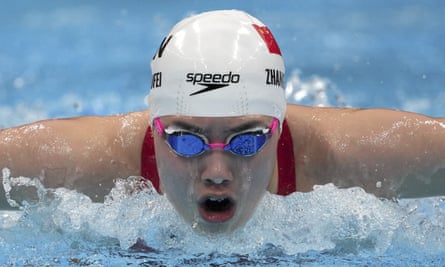 Zhang Yufei en route to victory in the women’s 200m butterfly final at the Tokyo Olympics