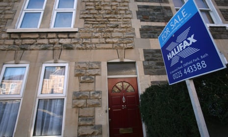A Halifax estate agent's 'for sale' sign is displayed outside a house on March 3 2008 in Bath, United Kingdom.