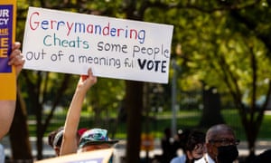People protest against gerrymandering in Washington DC in August 2021. 