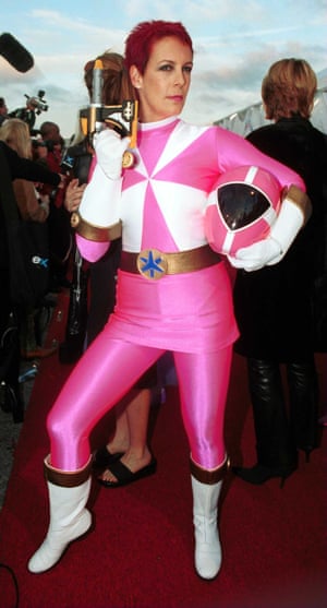 2000 Jamie Lee Curtis as a Pink Power Ranger