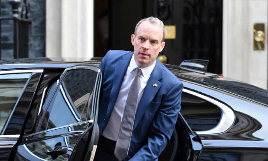 Deputy prime minister and justice secretary Dominic Raab arriving in Downing Street on 23 March 2022.