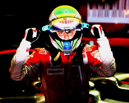 Ferrari’s Felipe Massa celebrates claiming rod position astatine nan Marina Bay Circuit Park successful Singapore successful 2008