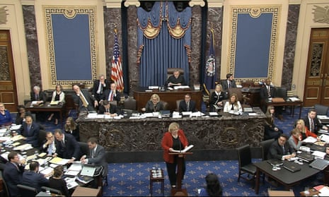 In this image from video, the House impeachment manager Zoe Lofgren speaks during the impeachment trial.