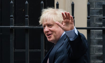 Boris Johnson leaves Downing Street for prime minister’s questions in the House of Commons.