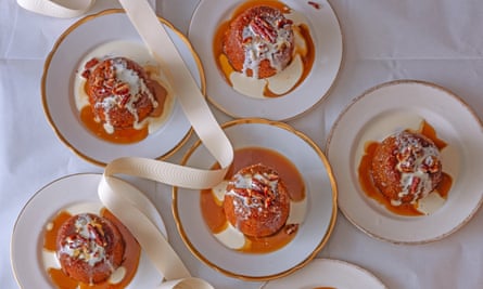 Banana puddings with tahini butterscotch.