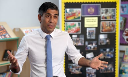 Rishi Sunak at Glencraig integrated primary school in Holywood, Northern Ireland, 5 February 2024.