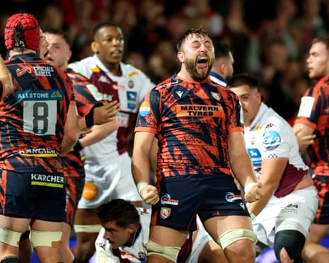 Will Trenholm roars with delight after Gloucester hold on for a draw with Bordeaux