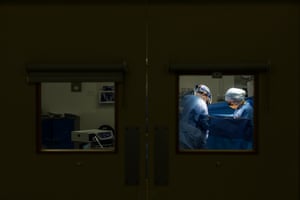 Surgery under way on a young patient