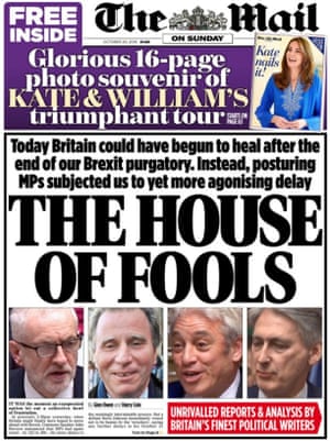 Mail on Sunday front page 20.10.19