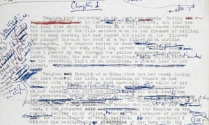 JG Ballard's 1973 manuscript for Crash. Photograph: The Estate of JG Ballard / PA Wire