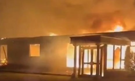 Fire engulfs Ross Lake Hotel in county Galway where 70 asylum seekers were meant to be housed.