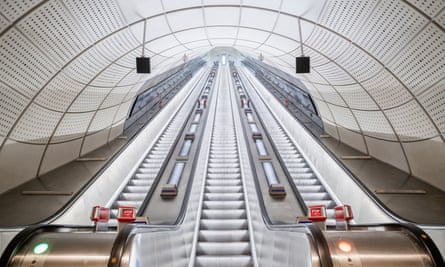 Escalators in the new Bond Street station.