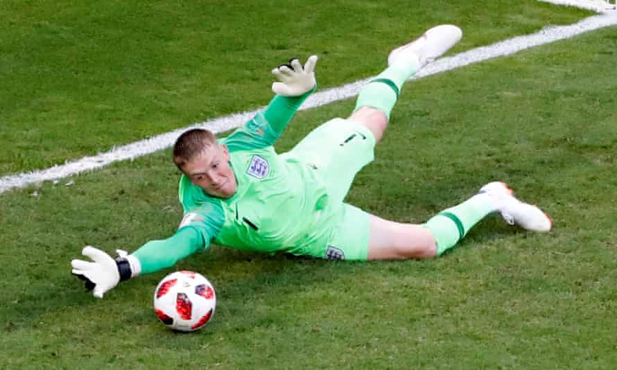 England’s Jordan Pickford makes a save