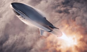 Printed by an artist of the Big Falcon rocket of SpaceX.