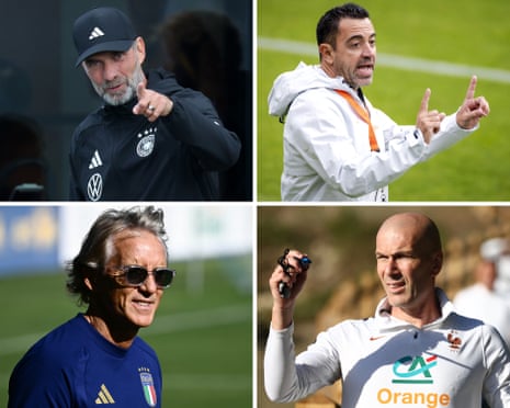 Jürgen Klopp, Xavi, Roberto Mancini and Zinedine Zidane.