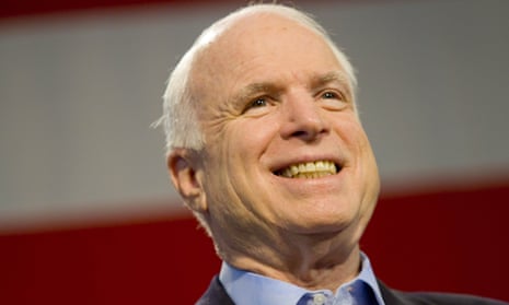 FILE - JULY 19, 2017: John McCain, first elected as a senator for Arizona in 1986, seen here at a campaign rally in 2010.