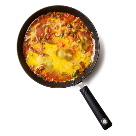 Meanwhile, crack and beat the eggs, unless you’d prefer to keep the two parts separate, in which case crack them whole into the pan and stir them only a little to break the yolks without scrambling them.