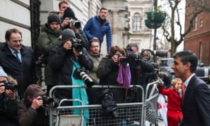 Rishi Sunak, the new chancellor, facing photographers in Downing Street this morning.