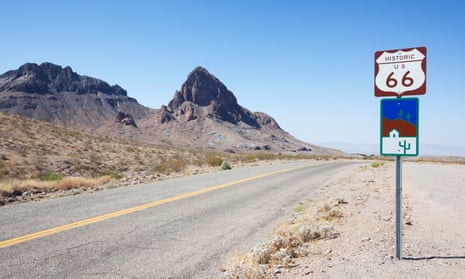 Route 66 outside Oatman, Arizona. Millions still seek out portions of the route to drive in an unhurried style without traffic jams and chaos.