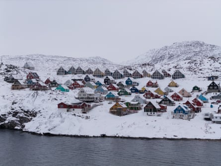 Houses in the snow in Greenland