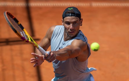 Rafael Nadal trains ahead of his first match at the 2021 Mutua Madrid Open.